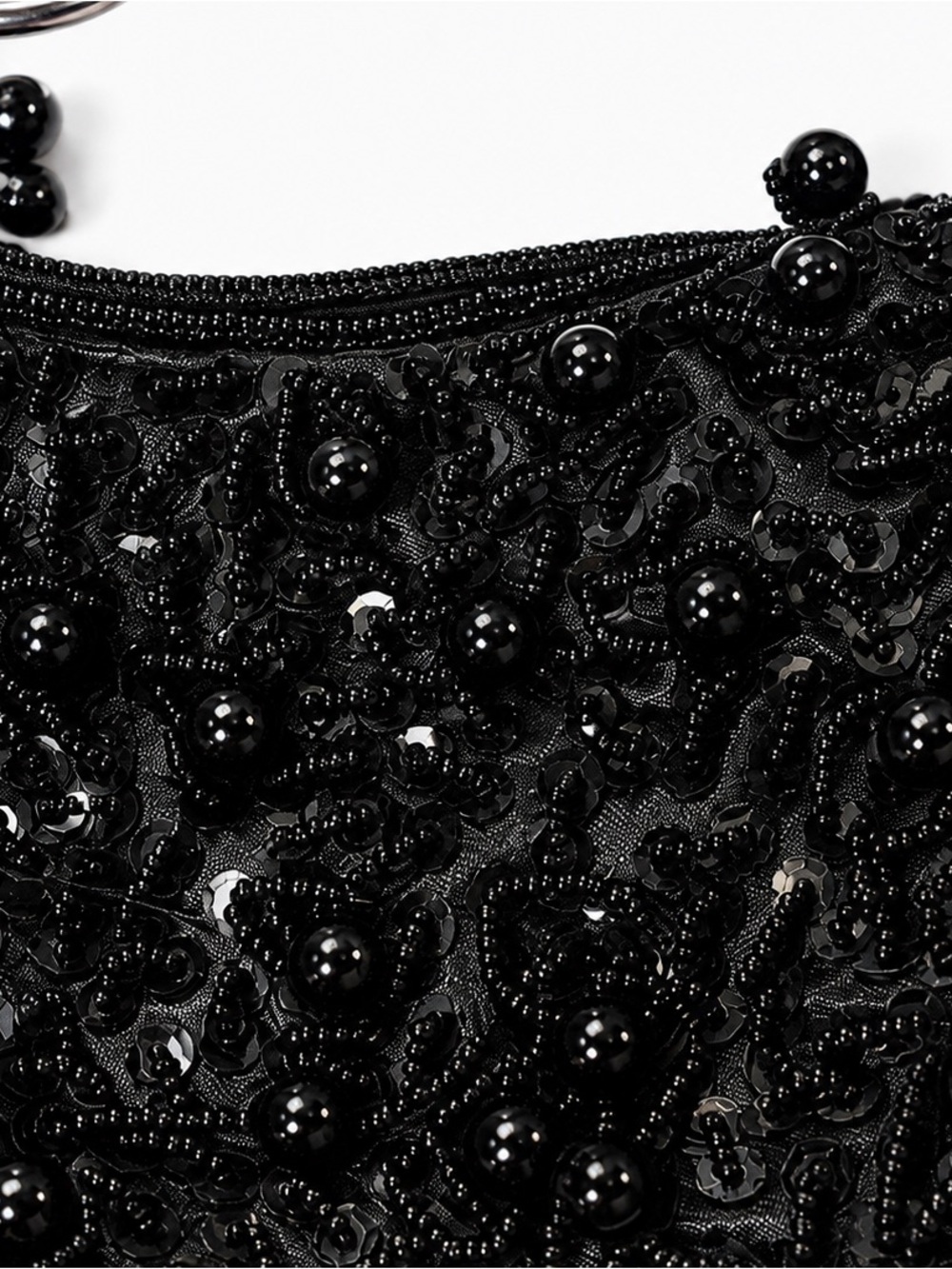 ALDO Vintage Black Beaded Sequin Evening Shoulder Bag Y2K Party Glam Clutch - Picture 12 of 12